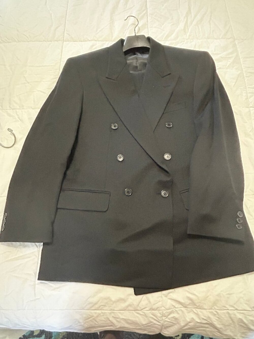 Vintage Trieste 38S black 100% wool suit
